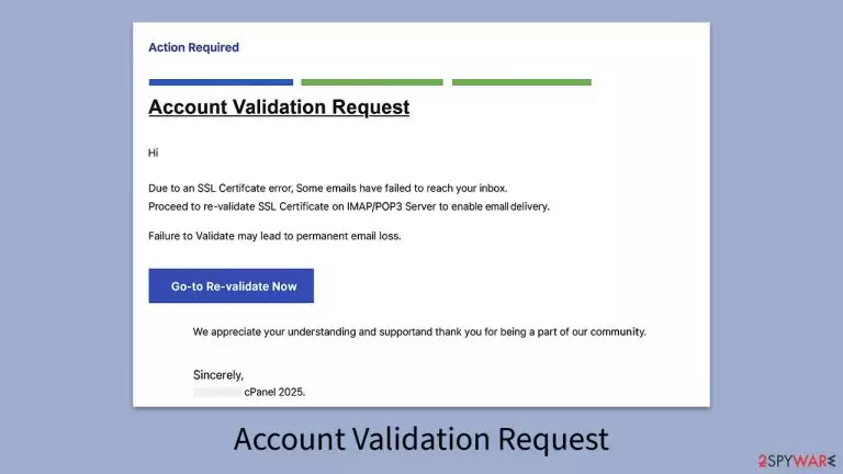 Account Validation Request email scam (fake) - Free Instructions