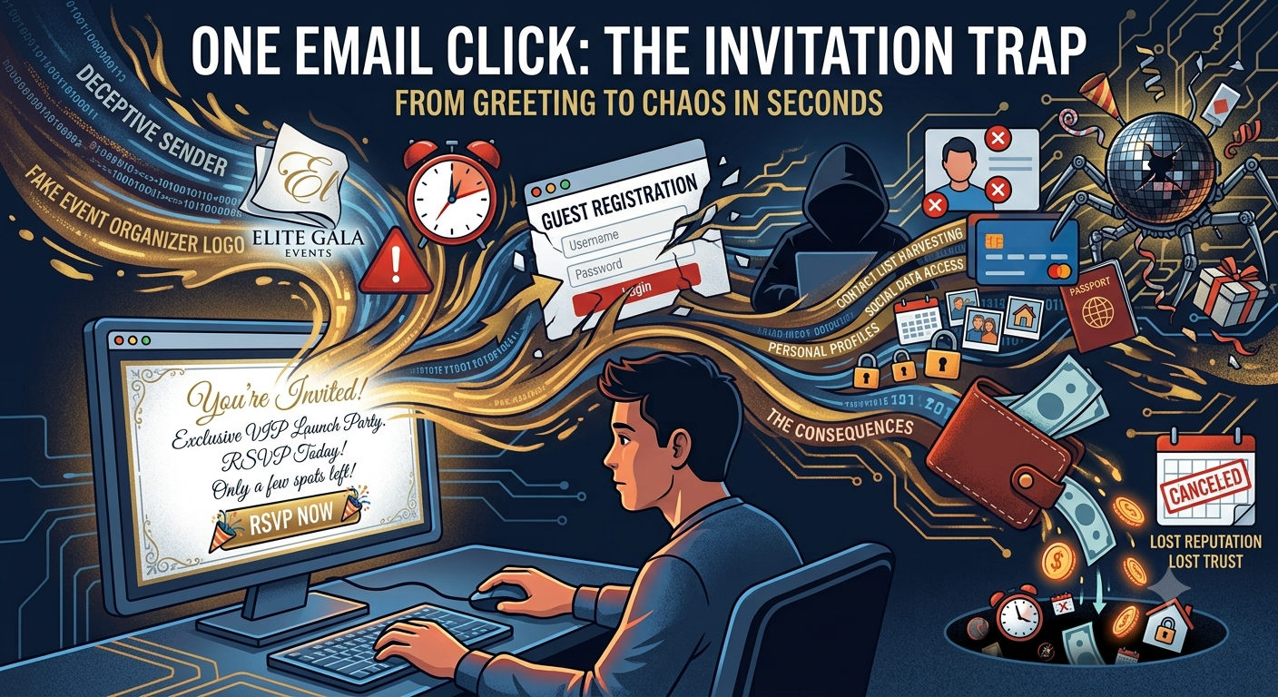 Phishing scams disguised as party invitations target email accounts